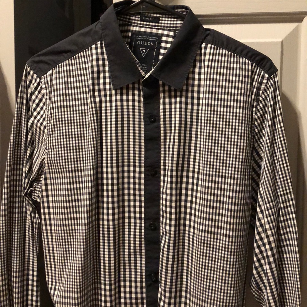 Guess black and white gingham shirt